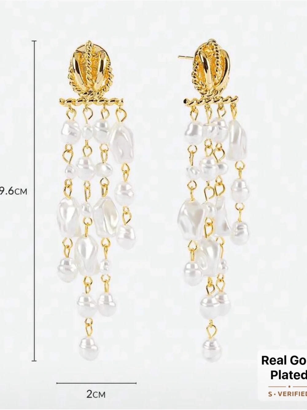 Gold and White Pearl Drop Earrings